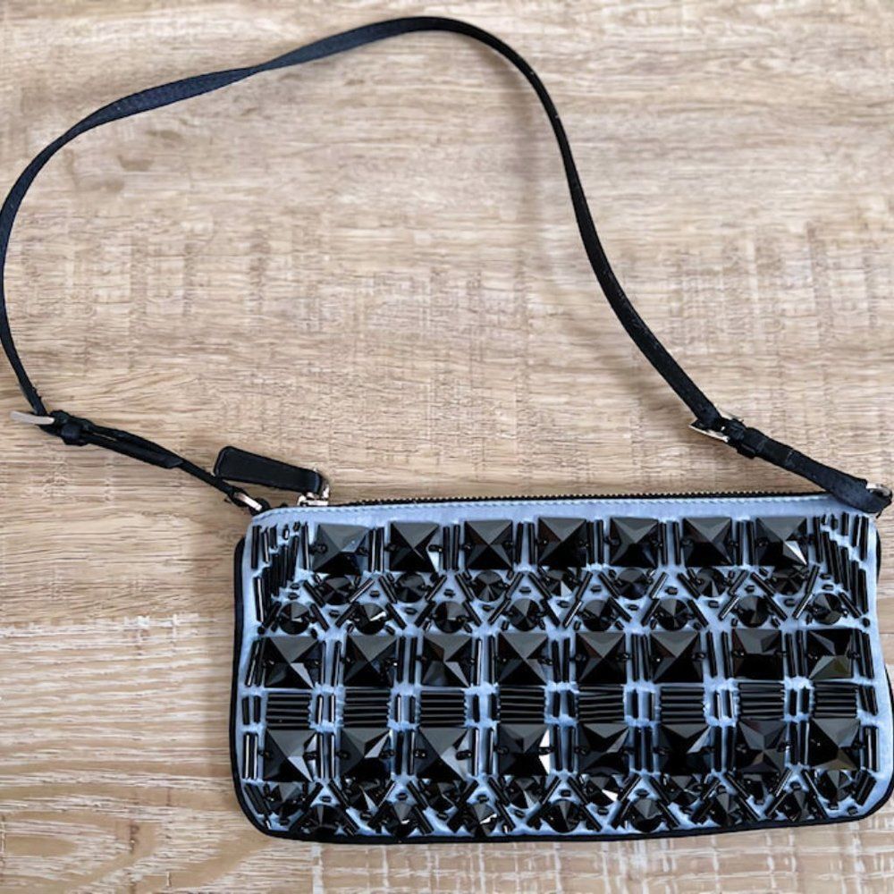 Vintage PRADA Art Deco Beaded Satin Clutch - Picture 6 of 10